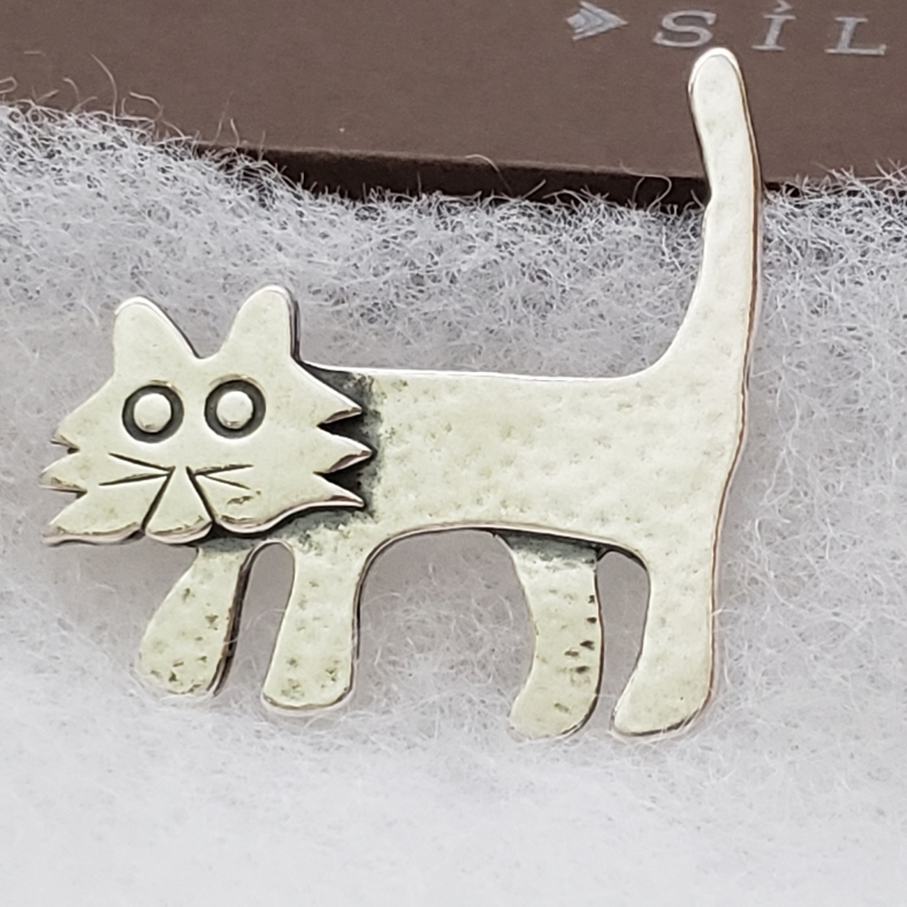 Silpada Rare Vintage Sterling Silver Cat Brooch Pin I1590
